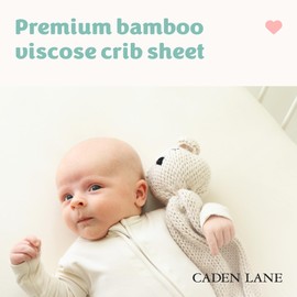 Caden Lane Fitted Crib Sheet, Breathable & Temperature-Regulating Bamboo Viscose Fabric with Elastic Edges, Fits Standard Size Baby Crib & Toddler Mattresses 28"x52", Machine Washable, Oat Beige