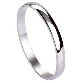 MILAKOO Stainless Steel Womens Bangle Bracelets for Mother's Day Gifts Silver 8mm Oval Cuff Bangle