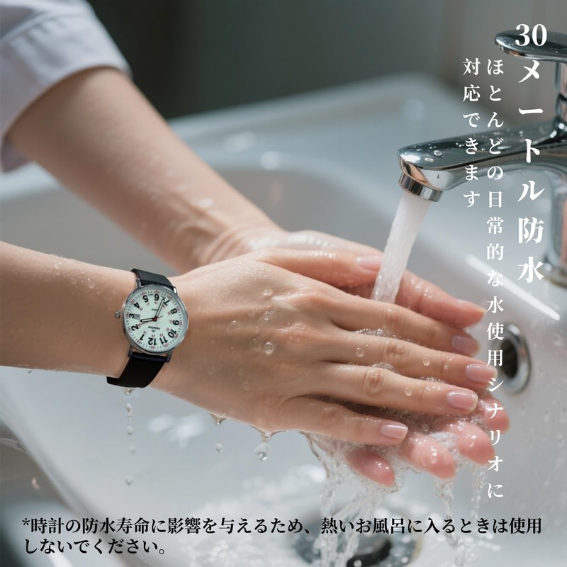 CalmTick お受験時計 ナースウォッチ 秒針 アナログ シンプル かわいい おしゃれ 人気 3気圧防水