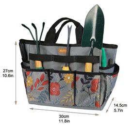 MDSTOP Garden Tool Bag, Garden Tool Kit Holder Home Organizer Storage Carrier, Oxford Garden Hand Tool Storage Tote Organizer with Handle and 8 Roomy Pockets, Floral Gardening Gift, Tools Not Included