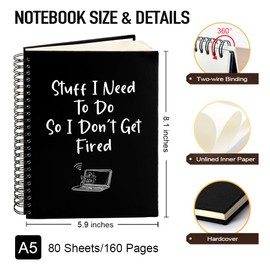 Msticey Stuff I Need to Do So I Don't Get Fired 160 Blank Pages Hardcover Spiral Notebook, Goodbye Gift for Coworker Leaving, New Job Gift for Office Worker, Funny Gag Gift for Colleagues, Going Away