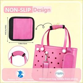 Adjustable Bag Shoulder Strap, Crossbody Shoulder Long Strap with Leather Handle Wrap & Rustproof Metal Connectors, Universal Accessories for XL Medium Small Beach Rubber Tote Bag(Pink)
