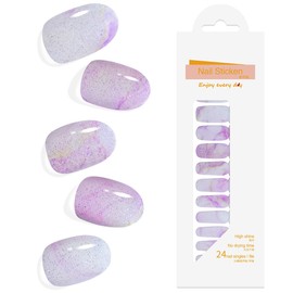 Nail Polish Strips Salon Quality 24PCS Nail Wraps Long Lasting Nail Stickers No UV Light Needed Gel Nail Strips for Women Nail Art Easy Apply Remove (Purple Fairy 1251)