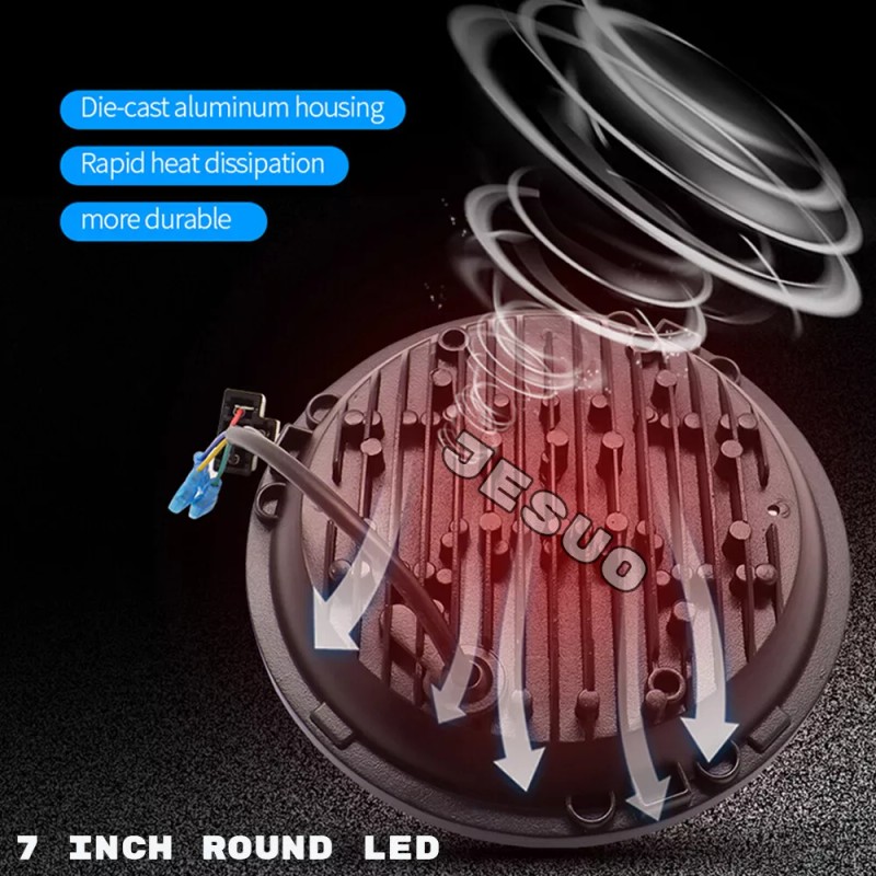 JESUO For Dodge D100 D200 D300 Pickup 7inch Round LED