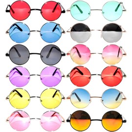 Round Retro Vintage Circle Tint Sunglasses Metal Colored Frame Small Lens OWL (round_43_Mix_E_12p, PC Lens)