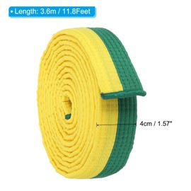 PATIKIL Taekwondo Colored Ranking Belt 1.6" x11.8Ft 3.6m, Cotton Martial Arts Judo Karate Belt for Coach Teaching Practice, Yellow&Green