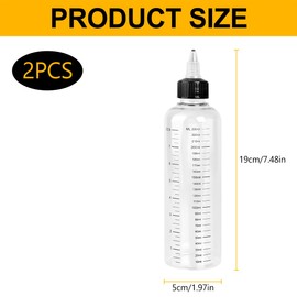Lotsdonxia 2PCS 250ML Graduated Applicator Bottle Leak-Proof and Dust-Proof Squeeze Hair Coloring Bottle Suitable for Applying Hair Coloring Oils