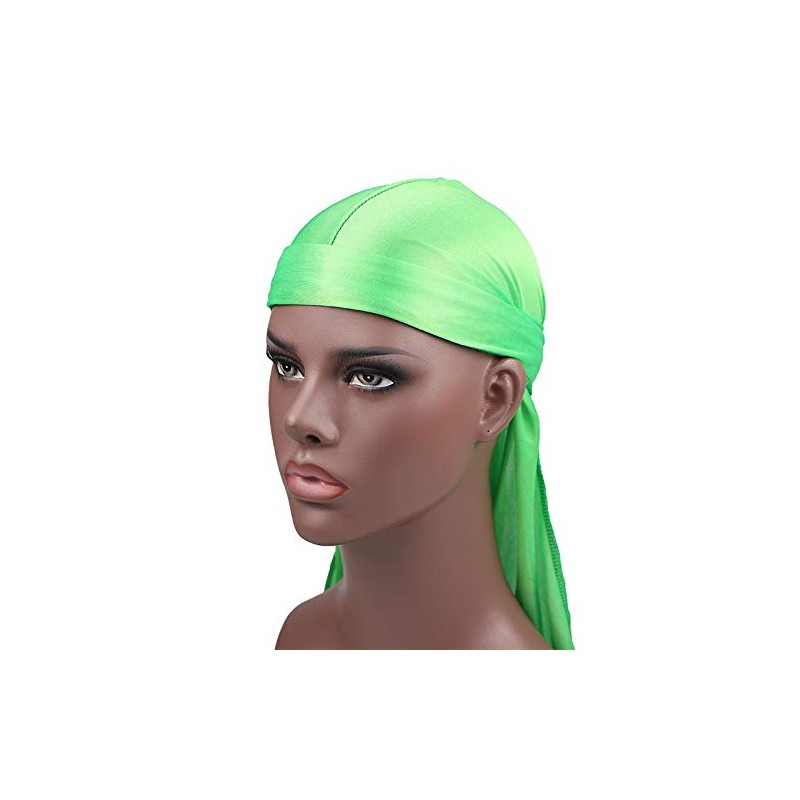 Men Silk Durag Long Straps Bandanas for Men Headwear Waves