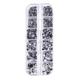 UUYYEO About 2600 Pcs 5 Mixed Size Flatback Rhinestones Round Crystal Gems Flat Back Diamonds Nail Art Gem Stones with Storage Box for Crafts Clothes Nails White