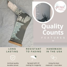 Woodlands Moose Canvas Growth Chart for Wall Nursery Decor - Ready to Hang Kids Height Wall Chart - Growth Chart for Kids - Kids Growth Chart Wall Hanging - Child Growth Chart for Wall