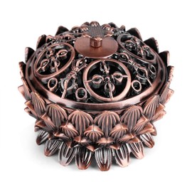 MAGT Oud Incense Burner Batarie, 1 Piece Vintage Lotus Shape Alloy Incense Burner Incense Holder Tool Interior Decoration