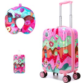 Homskiii 2 in 1 Suitcase for Kids 16inch Luggage Set for Girls Travel Suitcase Hard Shell Luggage Sets with Spinner Wheels Carry on Luggage Airline Approved
