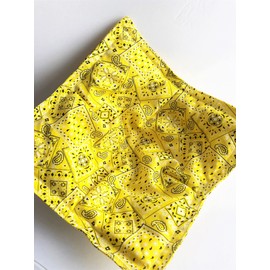 Bandana Cotton Print - Set of 2 Bowl Cozies aka Microwave Hot Pads aka Bowl Oven Mitts - 8.5 inches for up to 8 inch bowls (Set of 2 YELLOW Bandana)