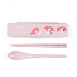 Sanrio 294071 Sanrio My Melody Chopsticks & Spoon Set, 0.7 x 7.4 x 1.9 inches (1.8 x 18.8 x 4.7 cm), New Life, Lunch Goods, Character