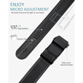 Founders & C Ratchet Belts for Men-Black/Brown Belt Leather 1 3/8" for Casual Dress-Micro Adjustable Belt (Black Carbon Fiber, 36" to 42" Waist Adjustable)