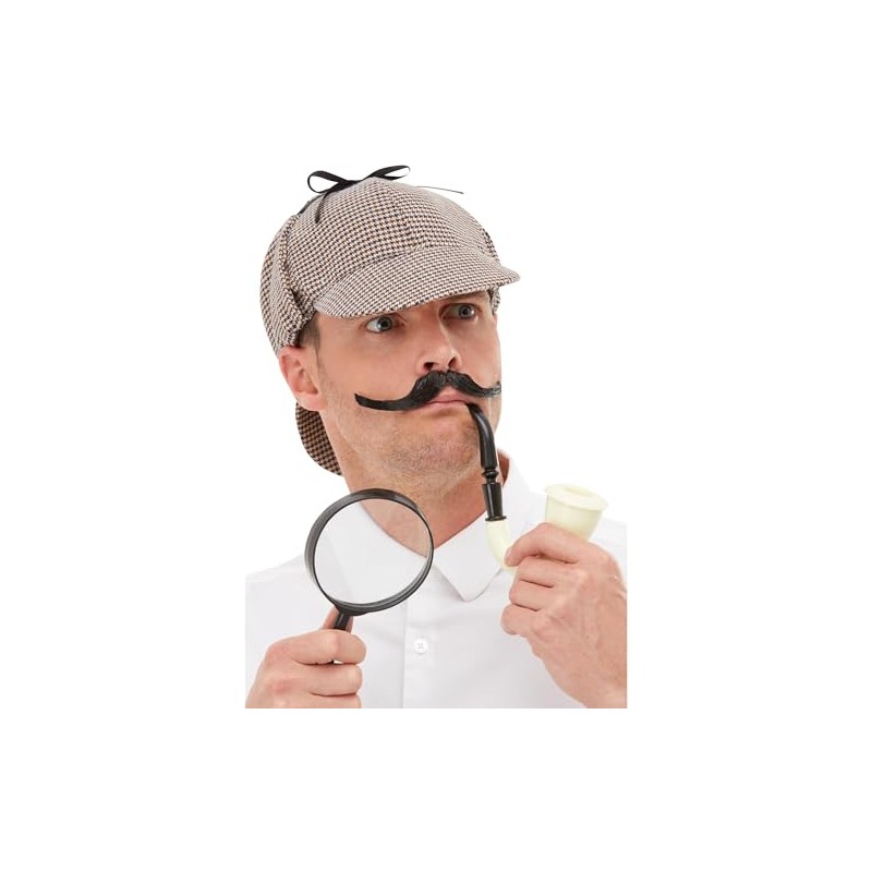 Smiffys Detective Kit, Multi-Coloured with Hat, Pipe & Magnifying Glass,