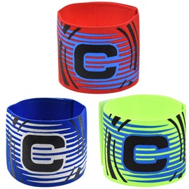 wangjiangda Captain's Armband Multicoloured Football Captain's Armband Elastic Bracelet Player's Armband Velcro for Adjustable Size Captain Football for Teenagers and Adults 3 Colours
