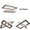 Dimmable Crystal Chandelier, Modern Rectangular 2 Ring LED Pendant Light