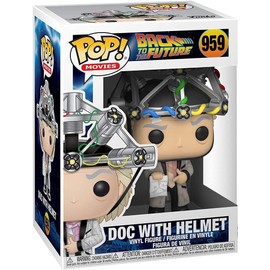POP Back to The Future - Doc with Helmet [Dr. Emmett Brown] Funko Vinyl Figure (Bundled with Compatible Box Protector Case), Multicolored, 3.75 inches