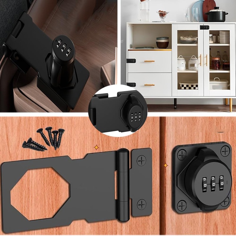 Changyeah Mechanical Password Rotary Hasp Locks,3-Digit Combination Lock,Cabinets Hasp Locks