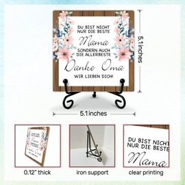 Mom Gifts from Daughter Son Wooden Plaque Sign for Home Table, Inspirational Mother's Day Thank You Gift For Mom Mum Women Stepmother, Desk Decor Floral Office Bedroom Sign Plaque with Stand -d04