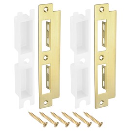 sourcing map 2 Sets Door Strike Plate, 40mm x 167mm Stainless Steel Latch Deadbolt Replacement Lock Strike Plate for Door Frame Door Jamb Reinforcement, Gold