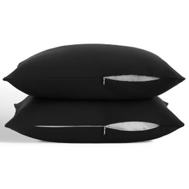 Zippered Toddler Pillowcases Set of 2, 100% Brushed Microfiber 13x18 Pillowcases, Super Soft and Cozy Travel Kids Nursery Pillow Cases, 13x18 Inches, Black