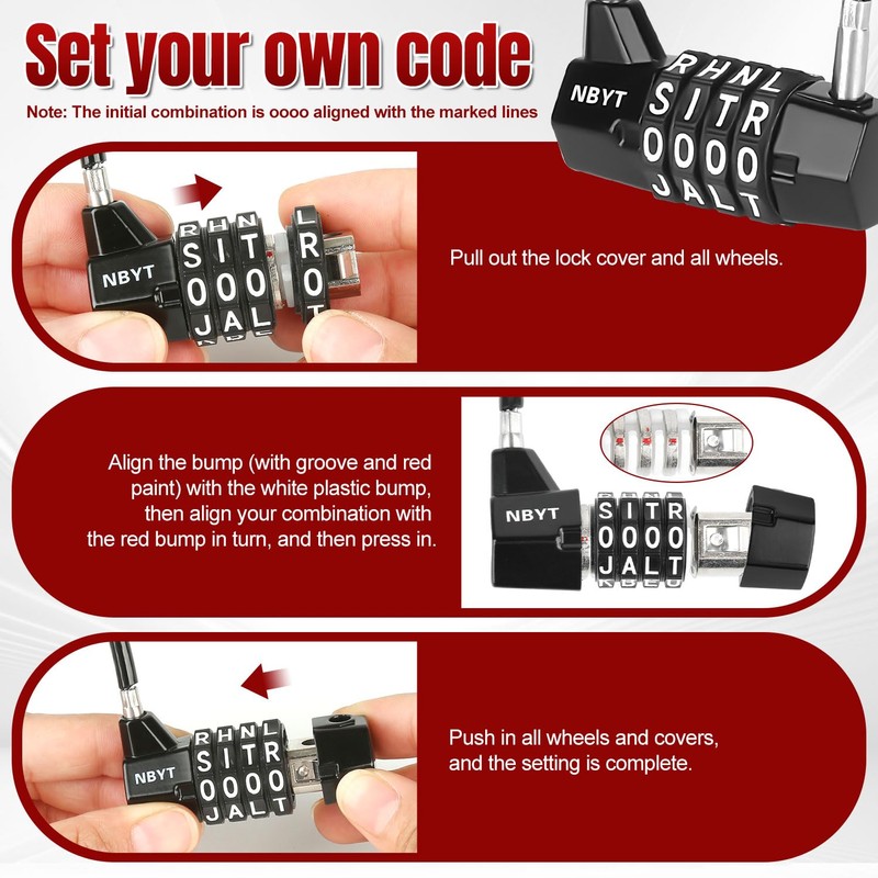 Lawnize Cable Locks with Letters, Text, Words Combination,Steel Cable Rope