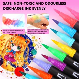 Oficrafted 76 Colors Dual Tip Brush Pens with Brush Tip and Fine Tip for Artists Adult, Coloring Markers for Adult Coloring Books Professional Marker Set for Note Taking and Lettering