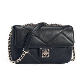 David Jones - Small Women's Shoulder Bag - Shoulder Bag Handbag Faux Leather - Quilted Bag with Flap - Crossbody Bag for City Evening Shopping - Fashionable Elegant, black, Unit size