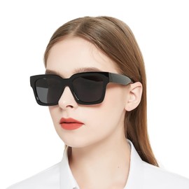 OCCI CHIARI Polarized Sunglasses for Women Men Driving Fishing Trendy Oversized square Sun Glasses (Black)