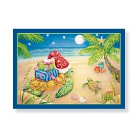 16 Christmas Cards and Envelopes, Sea Turtles with Presents