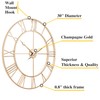 CLXEAST 30 Inch Wall Clock,Large Champagne Gold Metal Roman Numeral