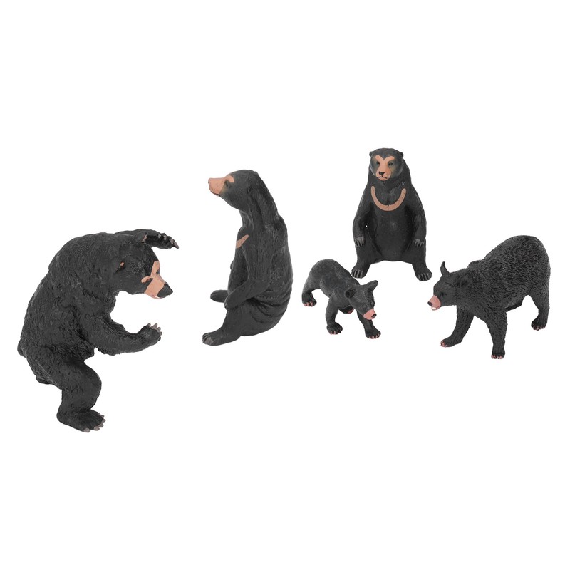5pcs Black Bear Figure Toys Realistic Wild Animals Bear Action