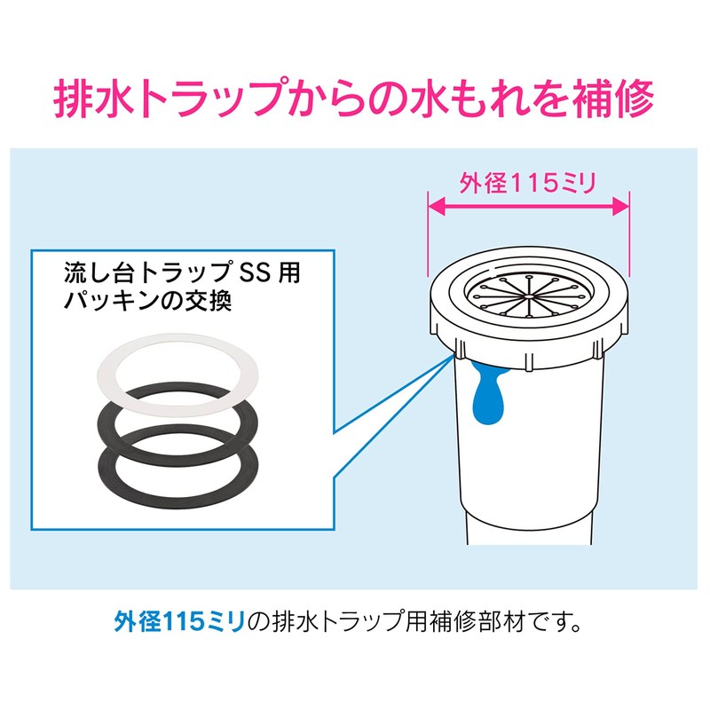 GAONA GA-PB098 Gasket for Sink Trap SS Black 5.5 x