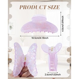 Mesovor 4 Pack Acrylic Hair Clips Claws, Nonslip 4.1" Large Hair Grip Hairclips for Thin and Thick | French Banana Barrettes Hair Strong Hold Hair Jaw Clamps (Pink, White, Green, Champagne)