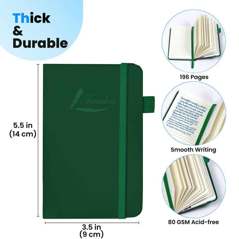 Tasalas Pocket Notebook Portable A6 Notebooks with Inner Pocket and