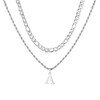 APMGONT Men's Initial Necklace, Stainless Steel Silver Figaro Chain Twist