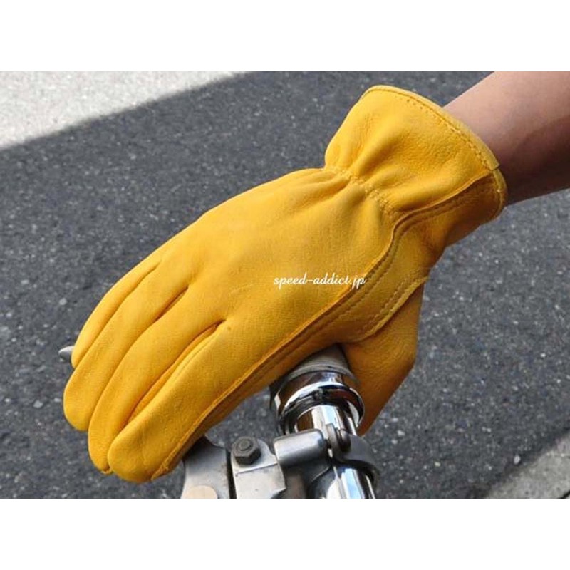 NAPA Deerskin Deerskin Plain Leather Gloves Black & Gold M