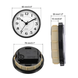 PATIKIL 3.5" 90mm Quartz Clock Insert, Round Quartz Movement Miniature Clock Mini Arabic Numeral Clock Fit 78mm/3" Diameter Hole for Replacement Home, Black/White, Style 14
