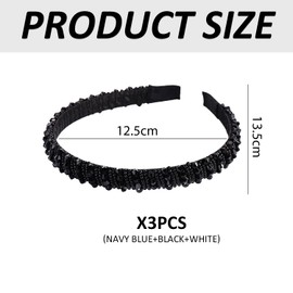 Pack of 3 Crystal Headbands, Sparkling Headbands, Elegant Headbands, Women's Headbands, Pearl Headbands, Clothing Accessories