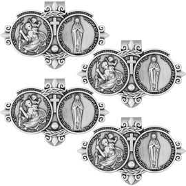 Frienda Medalla de San Cristóbal para visera de coche, católica, clips plateados de conductor de coche, de San Cristóbo, de señora para coches, decoraciones de conducción (4)