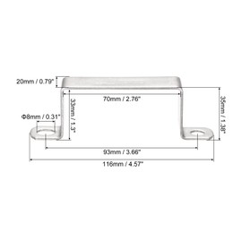 TOP-VIGOR 6 Pcs 33x70mm 304 Stainless Steel U Shaped Joiner Bracket for Closed Door Brace and Fixing Tube Wire
