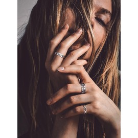 Bandmax Skull Ring Men's Silver Ring Women's 925 Friendship Ring Vintage Ring Finger Ring Band Ring 5 mm Wide Silver Jewellery Gothic Skull Ring Size 54 mm to 69 mm, Metal, No Gemstone