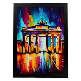 Nacnic Brandenburg Gate Oil Painting Style Poster. Illustrations of monuments and cities in Full Colour Photographic Style. Interior Design and Decoration. Size A3.
