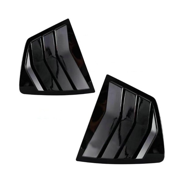 Gloss Black Left + Right Side Window Louver Shutter Cover