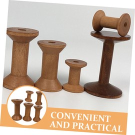 NUOBESTY 5pcs Spool Sewing Thread Ribbon Wood Yarn Holder Yarn Holder for Crochet Household Wood Thread Rack Embroidery Weaving Bobbins Wooden Knitting Yarn Embroidered