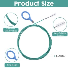 FdcZeyxior 118 Inch Auto Sunroof Drain Cleaning Tool Long Pipe Cleaner Flexible Drain Brush Tube Cleaning Brush Skinny Pipe Drain Dredge Cleaning Tool for Car, Windshield Wiper Drain Hole