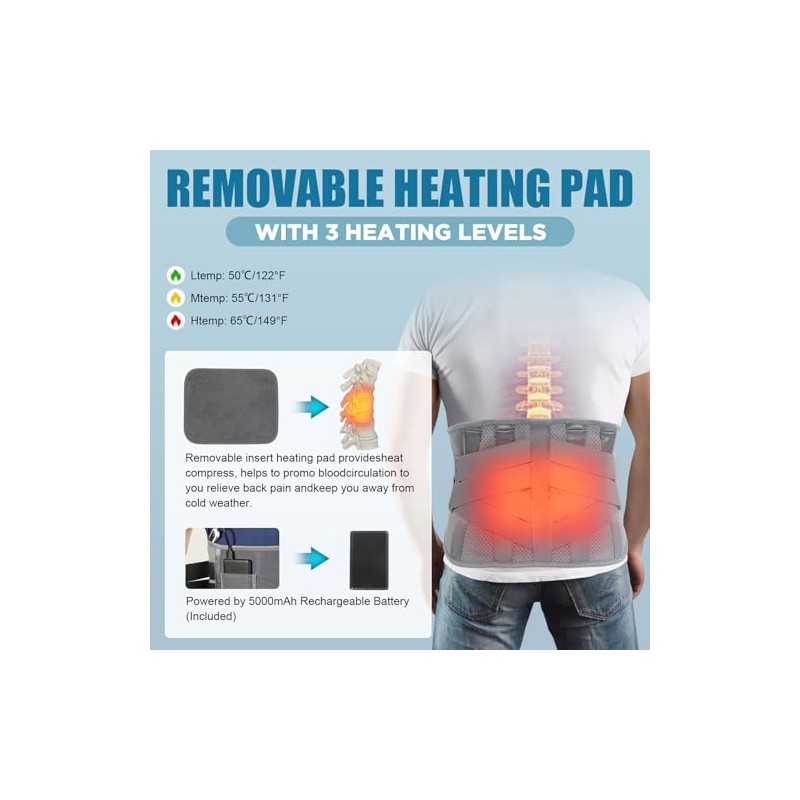 HONGJING Back Support Brace with Heating for Lower Back Pain