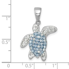 JewelryWeb 21mm 925 Sterling Silver Rhodium Plated Polished Crystal Turtle Pendant Necklace 667 Inch-Pendant for Women